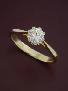 Kushal's Fashion Jewellery Sterling Silver Cubic Zirconia Gold-Plated Finger Ring