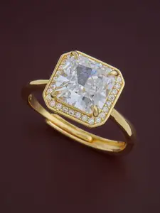 Kushal's Fashion Jewellery  Sterling Silver Gold-Plated Cubic Zirconia Finger Ring