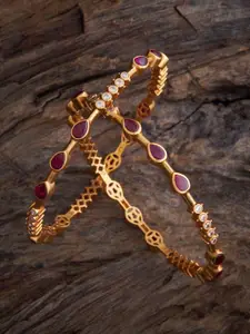 Kushal's Fashion Jewellery Embellished Bridal Set Of 2 92.5 Silver Gold-Plated Bangles