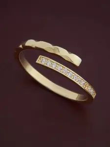 Kushal's Fashion Jewellery  Sterling Silver Gold-Plated Cubic Zirconia Finger Ring