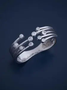 Kushal's Fashion Jewellery Sterling Silver Rhodium-Plated Cubic Zirconia Finger Ring