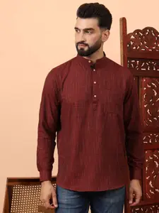 Latest Chikan Garments Striped Mandarin Collar Straight Short Kurta
