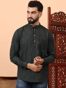 Latest Chikan Garments Striped Mandarin Collar Straight Short Kurta