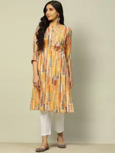 Rangriti Geometric Printed Mandarin Collar Straight Kurta
