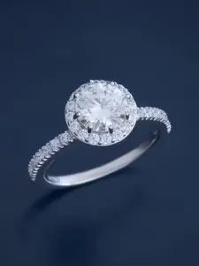 Kushal's Fashion Jewellery Sterling Silver Rhodium-Plated Cubic Zirconia Finger Ring