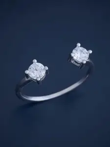 Kushal's Fashion Jewellery Sterling Silver Rhodium-Plated Artificial Stones Finger Ring