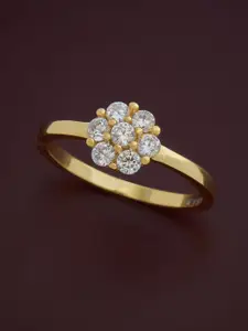 Kushal's Fashion Jewellery Sterling Silver Gold-Plated Cubic Zirconia Finger Ring