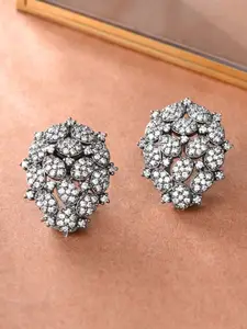Voylla Rhodium Plated Contemporary American Diamond Studs Earrings