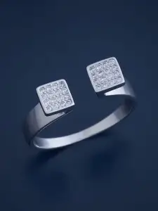 Kushal's Fashion Jewellery Sterling Silver Cubic Zirconia Rhodium-Plated Finger Ring