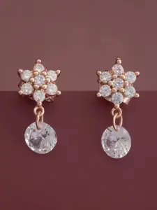 Kushal's Fashion Jewellery  Sterling Silver Cubic Zirconia Rose Gold-Plated Drop Earrings