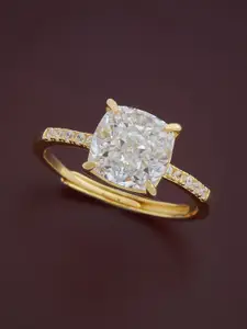 Kushal's Fashion Jewellery Sterling Silver Gold-Plated Cubic Zirconia Finger Ring