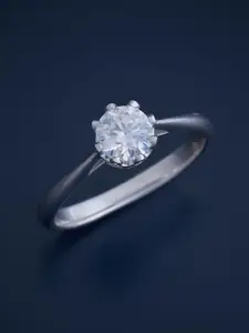 Kushal's Fashion Jewellery Sterling Silver Cubic Zirconia Rhodium-Plated Finger Ring