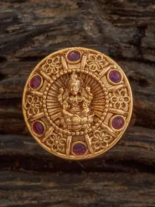 Kushal's Fashion Jewellery Gold Plated Stones Studded Antique Finger Ring