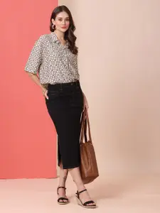 Chemistry Women Spread Collar Geometric Printed Casual Shirt