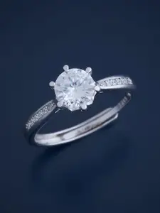 Kushal's Fashion Jewellery Sterling Silver Cubic Zirconia Rhodium-Plated Finger Ring