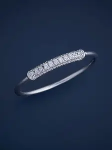 Kushal's Fashion Jewellery Sterling Silver Rhodium-Plated Cubic Zirconia Finger Ring