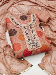 KIMISHA Floral Embellished Sequinned Organza Unstitched Dress Material