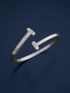 Kushal's Fashion Jewellery  Sterling Silver Rhodium-Plated Cubic Zirconia Finger Ring