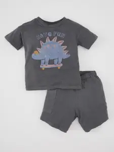 DeFacto Boys Printed Pure Cotton T-shirt With Shorts