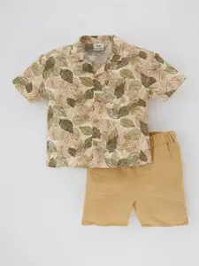 DeFacto Boys Printed Pure Cotton Shirt With Short