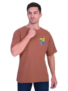 London Hills Men Graphic Printed Round Neck Cotton Oversized T-shirt