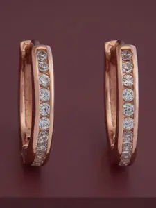 Kushal's Fashion Jewellery Sterling Silver Cubic Zirconia Rose Gold-Plated Hoop Earrings