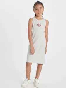 DeFacto Girls Typogaphy printed Round Neck Sleveeless A-Line Dress