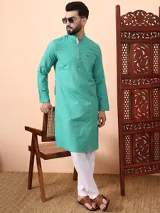 Latest Chikan Garments Ethnic Motifs Printed Mandarin Collar Cotton Straight Kurta
