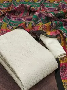 APNISHA Ethnic Motifs Embellished Sequinned Unstitched Dress Material