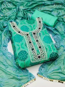 KIMISHA Floral Embellished Sequinned Organza Unstitched Dress Material