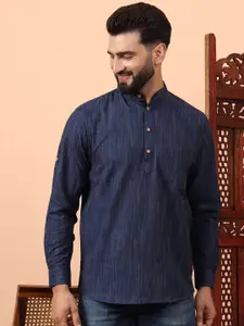 Latest Chikan Garments Striped Mandarin Collar Straight Short Kurta