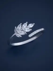 Kushal's Fashion Jewellery  Sterling Silver Gold-Plated Cubic Zirconia Finger Ring