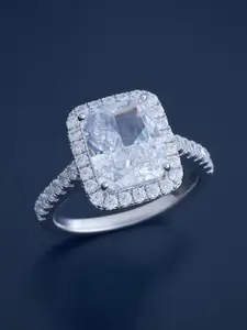 Kushal's Fashion Jewellery  Sterling Silver Cubic Zirconia Rhodium-Plated Finger Ring