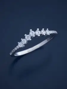 Kushal's Fashion Jewellery Sterling Silver Cubic Zirconia Rhodium-Plated Finger Ring