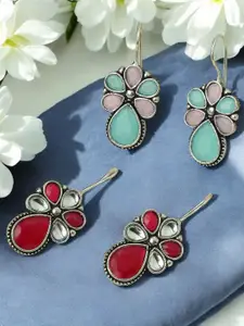 Sangria Set Of 2 Stone Studded Drop Earrings