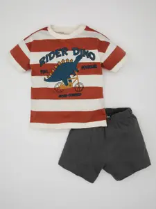 DeFacto Boys Printed Pure Cotton T-shirt With Shorts