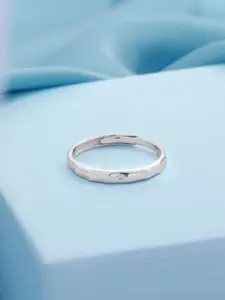 Zavya 925 Sterling Silver Rhodium Plated Cubic Zirconia Studded Finger Ring