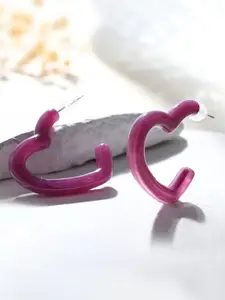 Voylla Heart Shaped Chunky Half Hoop Earrings