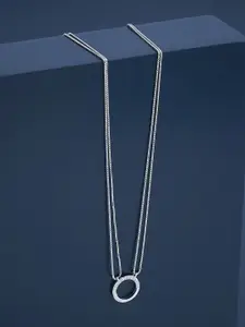 Kushal's Fashion Jewellery  Sterling Silver Rhodium-Plated Cubic Zirconia Necklace
