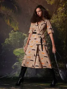 Vero Moda Animal Print Fit & Flare Midi Dress