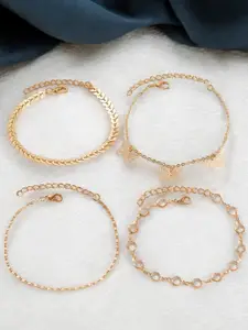 fabula Set Of 4 Gold-Plated Butterfly Charm Anklet