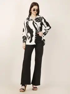 Murcia Women Spread Collar Abstract Printed Casual Shirt