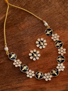 Voylla Gold-Plated Kundan-Studded Necklace and Earrings