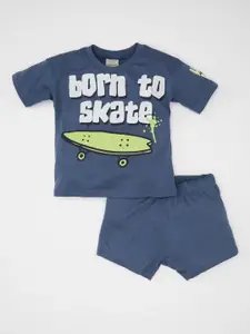 DeFacto Boys Printed Pure Cotton Top With Shorts