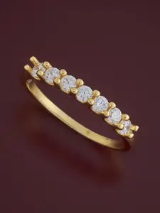 Kushal's Fashion Jewellery Sterling Silver Gold-Plated Cubic Zirconia Finger Ring