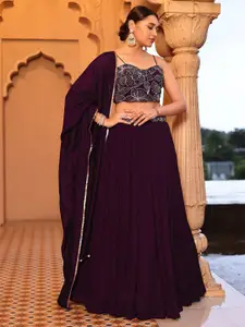 PURVAJA Embroidered Sequinned Ready to Wear Lehenga & Unstitched Blouse With Dupatta