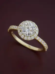 Kushal's Fashion Jewellery Sterling Silver Gold-Plated Cubic Zirconia Finger Ring