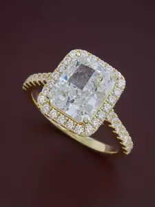 Kushal's Fashion Jewellery  Sterling Silver Gold-Plated Cubic Zirconia Finger Ring