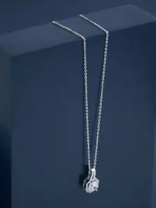 Kushal's Fashion Jewellery  Sterling Silver CZ Silver-Plated Pendants with Chains