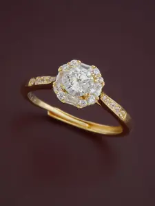 Kushal's Fashion Jewellery Sterling Silver Cubic Zirconia Gold-Plated Finger Ring